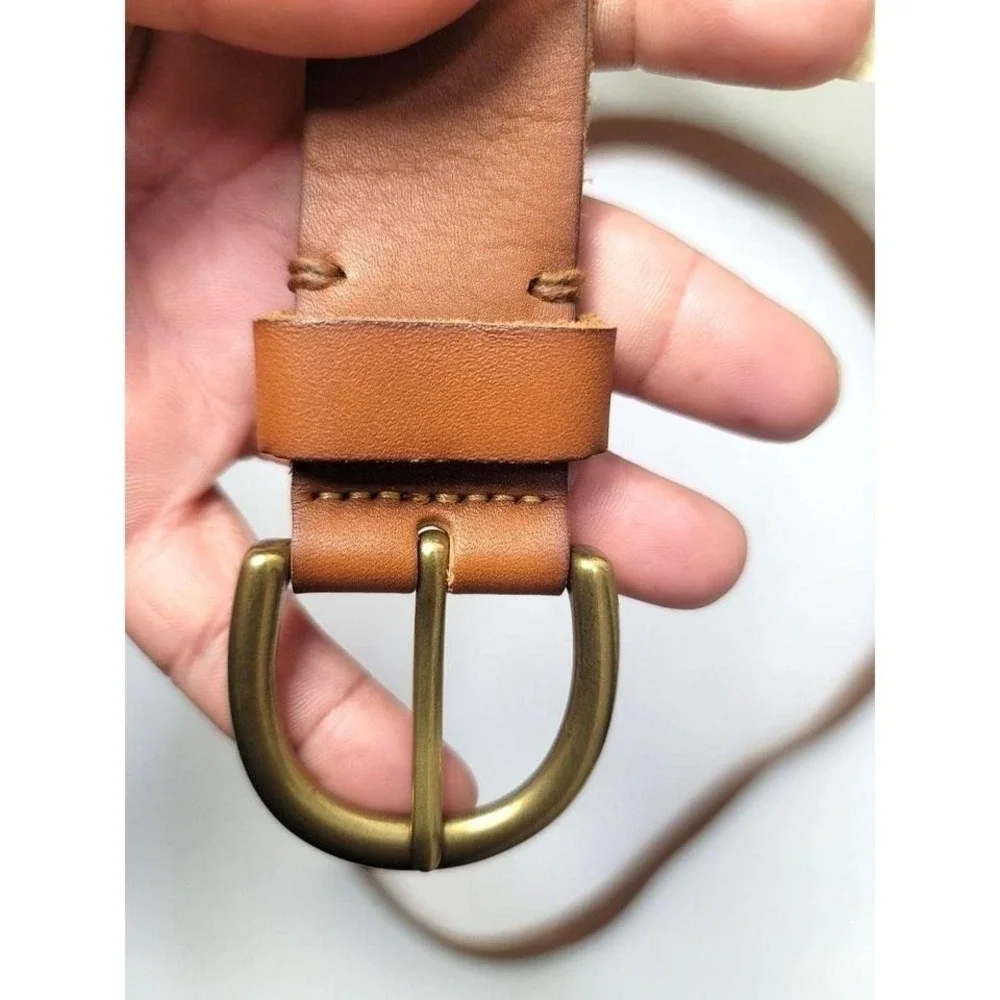 Brown‎ Unisex Leather Belt With Brass Buckle Size XXL